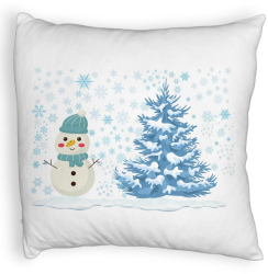 Perna Decorativa Fluffy Om de Zapada si Brad 40x40 cm Alba Husa Detasabila Burduf 