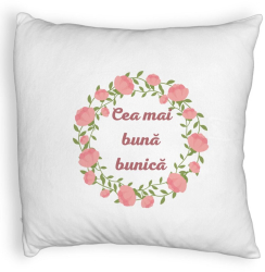 Perna Decorativa Fluffy pentru Bunica 13 40x40 cm Alba Husa Detasabila Burduf 