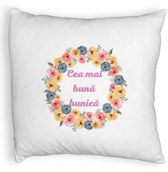 Perna Decorativa Fluffy pentru Bunica 14 40x40 cm Alba Husa Detasabila Burduf 