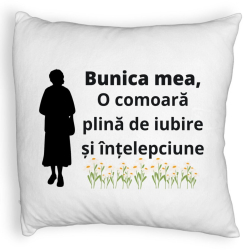 Perna Decorativa Fluffy pentru Bunica 17 40x40 cm Alba Husa Detasabila Burduf 