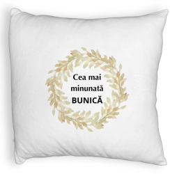 Perna Decorativa Fluffy pentru Bunica 5 40x40 cm Alba Husa Detasabila Burduf 