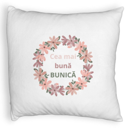 Perna Decorativa Fluffy pentru Bunica 6 40x40 cm Alba Husa Detasabila Burduf 