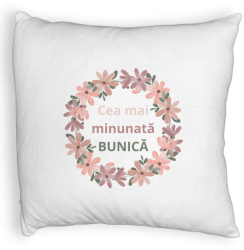 Perna Decorativa Fluffy pentru Bunica 7 40x40 cm Alba Husa Detasabila Burduf 