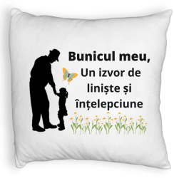 Perna Decorativa Fluffy pentru Bunicul 5 40x40 cm Alba Husa Detasabila Burduf 