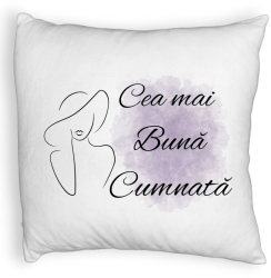 Perna Decorativa Fluffy pentru Cumnata 1 40x40 cm Alba Husa Detasabila Burduf 