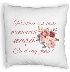 Perna Decorativa Fluffy pentru Nasa 1 40x40 cm Alba Husa Detasabila Burduf