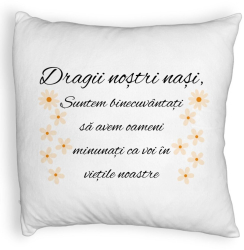 Perna Decorativa Fluffy pentru Nasi 3 40x40 cm Alba Husa Detasabila Burduf