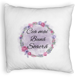 Perna Decorativa Fluffy pentru Soacra 1 40x40 cm Alba Husa Detasabila Burduf 
