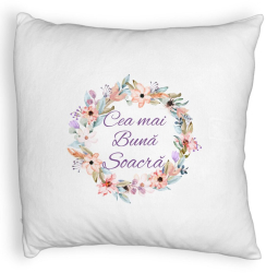 Perna Decorativa Fluffy pentru Soacra 2 40x40 cm Alba Husa Detasabila Burduf 