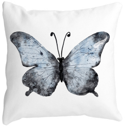 Perna Decorativa Fluture 1 Blue and Black 40x40 cm Alba Mata Husa Detasabila Burduf 