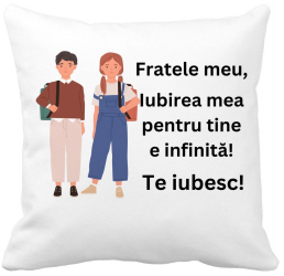 Perna Decorativa Fratele meu 1 40x40 cm Alba Mata Husa Detasabila Burduf 