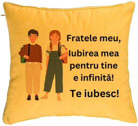 Perna Decorativa Fratele meu 1 40x40 cm Galben Husa Detasabila Burduf 