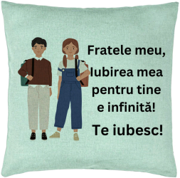 Perna Decorativa Fratele meu 1 40x40 cm Verde Menta Husa Detasabila Burduf 