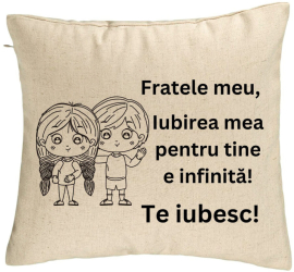 Perna Decorativa Fratele meu 2 40x40 cm Bej Husa Detasabila Burduf 