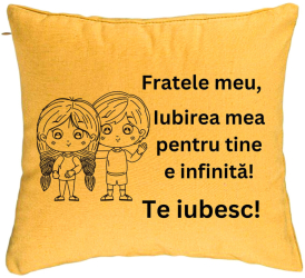Perna Decorativa Fratele meu 2 40x40 cm Galben Husa Detasabila Burduf 