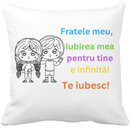 Perna Decorativa Fratele meu 3 40x40 cm Alba Mata Husa Detasabila Burduf 