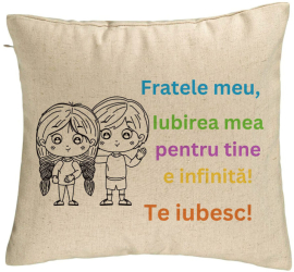 Perna Decorativa Fratele meu 3 40x40 cm Bej Husa Detasabila Burduf 