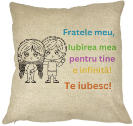 Perna Decorativa Fratele meu 3 40x40 cm Husa Detasabila Burduf 