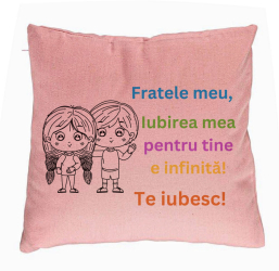 Perna Decorativa Fratele meu 3 40x40 cm Roz Husa Detasabila Burduf 
