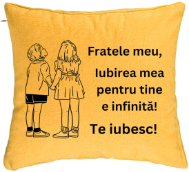 Perna Decorativa Fratele meu 4 40x40 cm Galben Husa Detasabila Burduf 