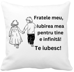 Perna Decorativa Fratele meu 5 40x40 cm Alba Mata Husa Detasabila Burduf 