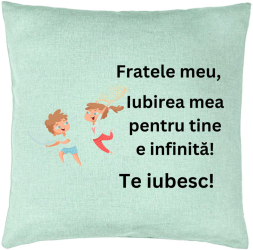 Perna Decorativa Fratele meu 6 40x40 cm Verde Menta Husa Detasabila Burduf 