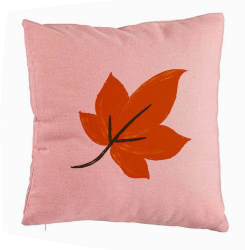 Perna Decorativa Frunza de Toamna 40x40 cm Roz Husa Detasabila Burduf 