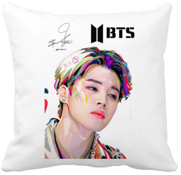 Perna Decorativa Jimin BTS 40x40 cm Alba Mata Husa Detasabila Burduf 