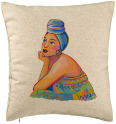 Perna Decorativa Model African Fashion 40x40 cm Bej Husa Detasabila Burduf 
