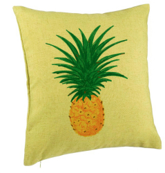 Perna Decorativa Model Ananas 40x40 cm Verde Husa Detasabila Burduf 