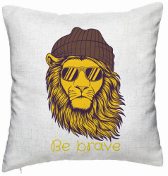 Perna Decorativa Model Be Brave 40x40 cm Alb Murdar Husa Detasabila Burduf 