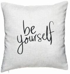 Perna Decorativa Model Be Yourself 40x40 cm Alb Murdar Husa Detasabila Burduf 