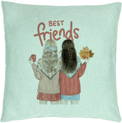 Perna Decorativa Model Best Friends 40x40 cm Verde Menta Husa Detasabila Burduf 