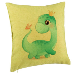 Perna Decorativa Model Blue Baby Dinozaur 40x40 cm Verde Husa Detasabila Burduf 