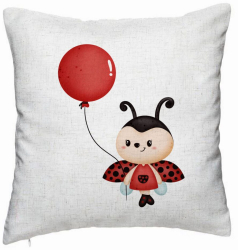 Perna Decorativa Model Buburuza cu Balon 40x40 cm Alb Murdar Husa Detasabila Burduf