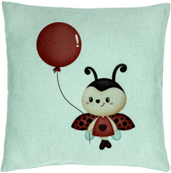 Perna Decorativa Model Buburuza cu Balon 40x40 cm Verde Menta Husa Detasabila Burduf 