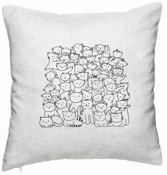 Perna Decorativa Model Cat Life 40x40 cm Alb Murdar Husa Detasabila Burduf 