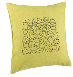 Perna Decorativa Model Cat Life 40x40 cm Verde Husa Detasabila Burduf 