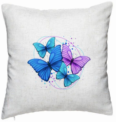 Perna Decorativa Model Colorful Butterflies 40x40 cm Alb Murdar Husa Detasabila Burduf