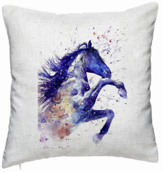 Perna Decorativa Model Colorful Horse 40x40 cm Alb Murdar Husa Detasabila Burduf 