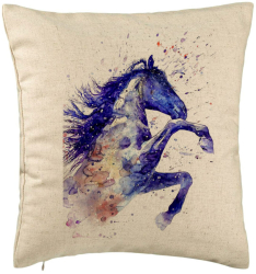 Perna Decorativa Model Colorful Horse 40x40 cm Bej Husa Detasabila Burduf 