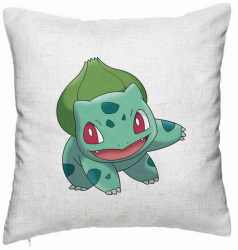 Perna Decorativa Model copii Bulbasaur 40x40 cm Alb Murdar Husa Detasabila Burduf 
