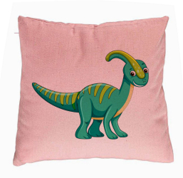 Perna Decorativa Model copii Dinozaur Verde 40x40 cm Roz Husa Detasabila Burduf 