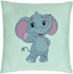 Perna Decorativa Model copii Elefant 40x40 cm Verde Menta Husa Detasabila Burduf 