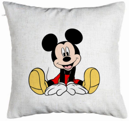 Perna Decorativa Model copii Mickey Mouse 40x40 cm Alb Murdar Husa Detasabila Burduf 