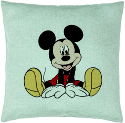 Perna Decorativa Model copii Mickey Mouse 40x40 cm Verde Menta Husa Detasabila Burduf 