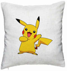 Perna Decorativa Model copii Pikachu 40x40 cm Alb Murdar Husa Detasabila Burduf 