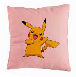 Perna Decorativa Model copii Pikachu 40x40 cm Roz Husa Detasabila Burduf 