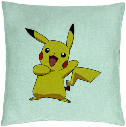 Perna Decorativa Model copii Pikachu 40x40 cm Verde Menta Husa Detasabila Burduf 