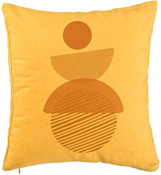 Perna Decorativa Model cu ModeI Abstract Creativ 1 40x40 cm Galben Husa Detasabila Burduf 